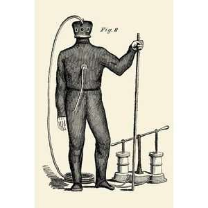  Diving Gear with suit and air pump   Paper Poster (18.75 x 