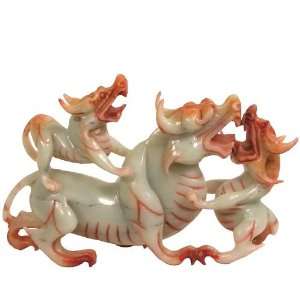    Dragon Jade Sculpture Dragon Mother & Pups 