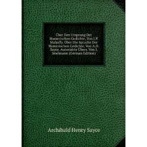  ?bers. Von I. Imelmann (German Edition): Archibald Henry Sayce: Books