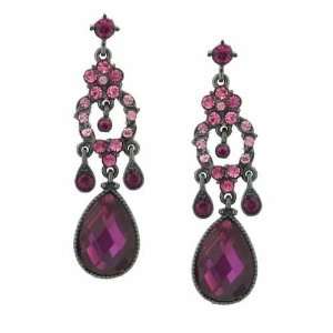  Mademoiselle Fuchsia Pink Jeweled Earrings: 1928 Jewelry 