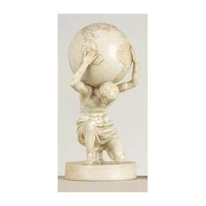  14 White Globe Atlas Kneeling Statue Greek Roman