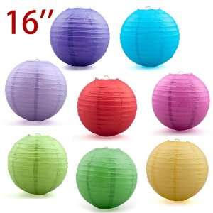  (Price/8 PCS)Assorted Color Chinese Paper Lantern, 16 