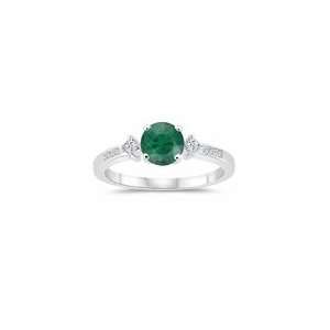  0.20 Cts Diamond & 0.88 Cts Emerald Engagement Ring in 14K 