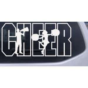 Cheer Leader Sports Car Window Wall Laptop Decal Sticker    White 40in 