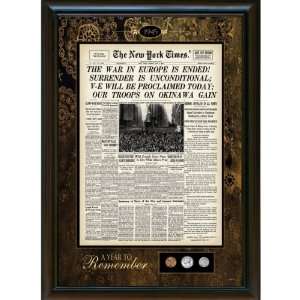  New York Times Framed Front Page with U.S. Mint Coins 