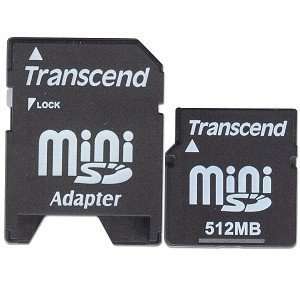  Transcend TS512MSDM 512MB miniSD Memory Card with Adapter 