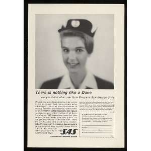    1963 SAS Airlines Dane Stewardess Print Ad (10770)