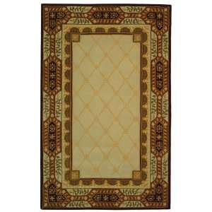   Hand Tufted Green and Ivory Floral Wool Rug 8.00.