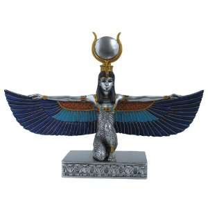 Egyptian Isis Statue with Open Wings in Pewter Silver 7464 
