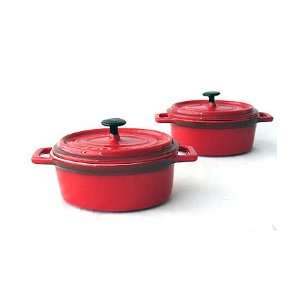   : Set of 2 Red Mini Oval Cocottes By Forum   12 oz: Kitchen & Dining