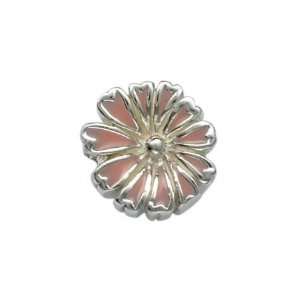 141050 Pink Flower Bead in Sterling Silver with Enamel. Weight  5.13g