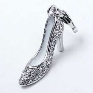   Sterling Silver Charm Pendant CZ High Heeled Shoes 