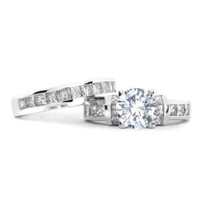 20 Total Carat Round & Princess Diamond Bridal Set in 18k Gold 1.00 