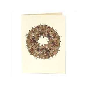   Hand Engraved Feather Wreath Holiday Greeting Cards: Office Products