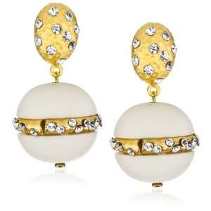   Atom Crystal Lucite Ball Drop Earrings, Crystal Pave Top: Jewelry