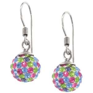   Silver Pastel Multiple Colored Crystal Ball Drop Earrings: Jewelry