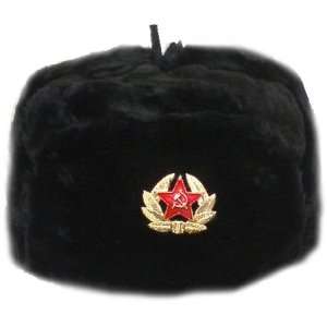  Russian Military Style Winter Hat USHANKA size XL BLACK 