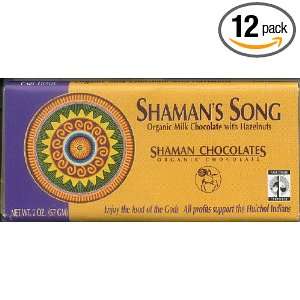 Shaman Chocolates Organic Milk Chocolate Bar, Hazelnut, 2 Ounce Bars 