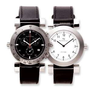  Mens Mountroyal Two Face Chrono Leather Watch Jewelry