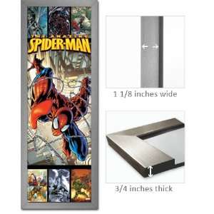  Silver Framed Spiderman Web 12x36 Poster WP5525: Home 