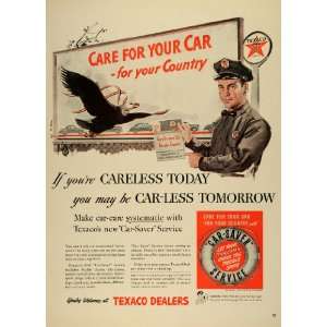 1942 Ad Texaco Dealers Car Saver Service Systematic World War II Eagle 