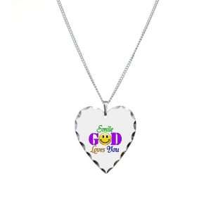    Necklace Heart Charm Smile God Loves You: Artsmith Inc: Jewelry