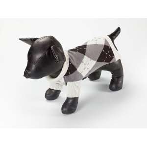  Argyle Dog Sweater White & Black XSM: Kitchen & Dining