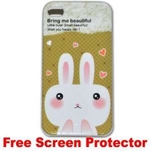 com Cute Cartoon Case Rabbit Hard Case Cover for Iphone 4g   A + Free 