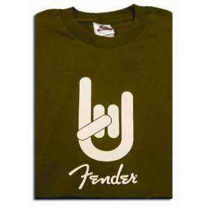  Fender Rock On Tee, Army Green, Large Musical Instruments