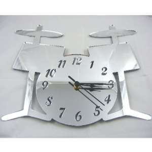  Drum Kit Clock Mirror 35cm x 30cm: Home & Kitchen