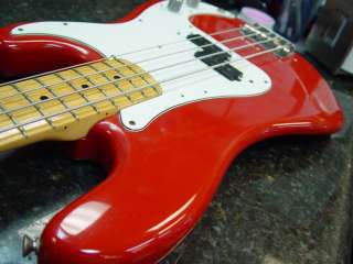 1979   1980 Fender Precuision Bass Guitar Morocco Red Made In USA P 