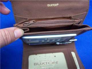 New Buxton Cal Q Calculator Medium Indexer French Purse Wallet Brown 