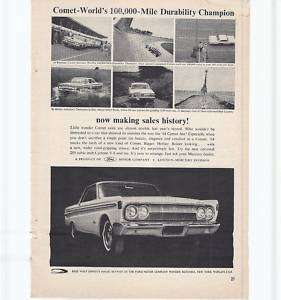 RARE 1964 Mercury Comet 100,000 Mile Daytona Ad  