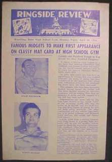Wrestling Program 1954 Boise Haddock McCrae  