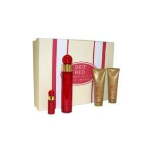  360 Red By Perry Ellis For Women   4 Pc Gift Set 3.4oz Edp 