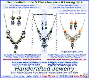 PERU JEWELRY 20 STONE GLASS NECKLACES EARRINGS SETS LOT  