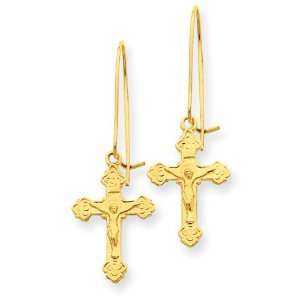  14k Polished Crucifix Earrings Jewelry