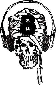 DS 8ANV Skull Headphone skate tattoo rock t shirt  