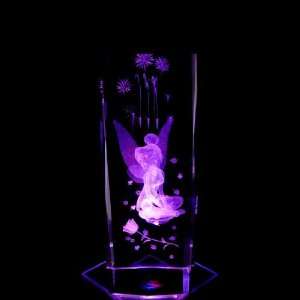 Tinkerbell 3D Laser Etched Crystal includes Two Separate LEDs Display 