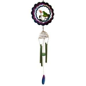  34 inch 3D Metal Blue Green And Purple Frog Wind Chime 