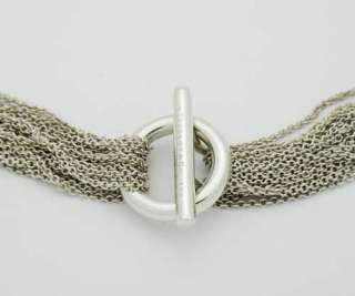 Tiffany & Co. Sterling Silver Multi Chain Mesh Open Heart Necklace 
