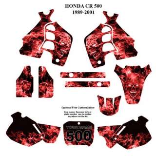   CR 500 1989 2001 MX Graphic Decals Kit Zombie Skull 9500 Red  