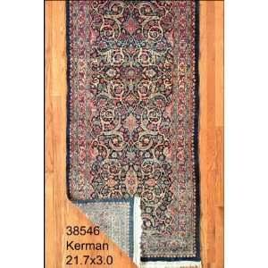  3x21 Hand Knotted Kerman Persian Rug   30x217: Home 