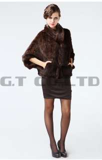 0413 knitted Mink Fur Coat Jacket overcoat parka apparel dress women 