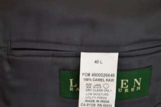 NEW RALPH LAUREN Mens Charcoal Camel Hair Blazer Sport Coat $375 NWT 