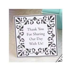 Thank You Square Wedding Favor Tags with a Black Regal Design (1.50in 