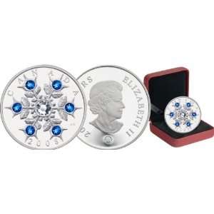  2008 CANADA SAPPHIRE CRYSTAL SNOWFLAKE $20 SILVER PROOF 