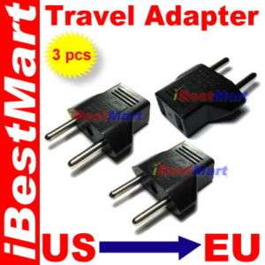 3pc Travel Changer Adapter Plug US USA to European Euro  
