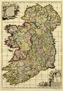 Map of Ireland   by Frederik de Wit, 1710   Large Reprint  