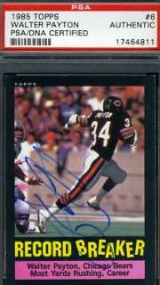 WALTER PAYTON PSA/DNA SIGNED 1985 TOPPS AUTOGRAPH  